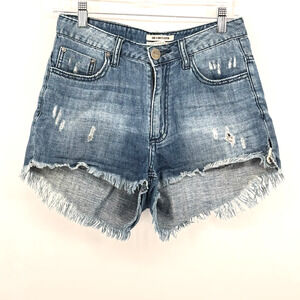 One X One Teaspoon Shorts Size 27 Med Wash Distressed Cutoffs High Waist Bonita